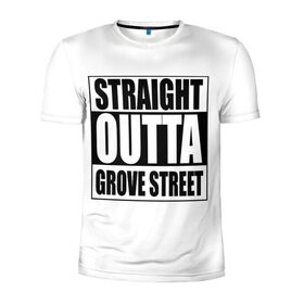 Мужская футболка 3D спортивная с принтом Straight Outta Grove Street в Тюмени, 100% полиэстер с улучшенными характеристиками | приталенный силуэт, круглая горловина, широкие плечи, сужается к линии бедра | grand the auto | grove street | gta | san andreas | straight outta grove street