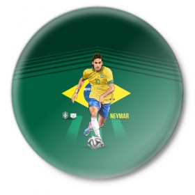 Значок с принтом Neymar в Тюмени,  металл | круглая форма, металлическая застежка в виде булавки | Тематика изображения на принте: 