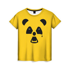Женская футболка 3D с принтом Радиоактивная природа в Тюмени, 100% полиэфир ( синтетическое хлопкоподобное полотно) | прямой крой, круглый вырез горловины, длина до линии бедер | panda | wwf | глаза | панда | радиация | экология