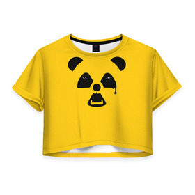 Женская футболка 3D укороченная с принтом Радиоактивная природа в Тюмени, 100% полиэстер | круглая горловина, длина футболки до линии талии, рукава с отворотами | panda | wwf | глаза | панда | радиация | экология