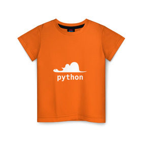 Детская футболка хлопок с принтом Питон - язык программирования в Тюмени, 100% хлопок | круглый вырез горловины, полуприлегающий силуэт, длина до линии бедер | Тематика изображения на принте: php | python | питон | программирование | слон