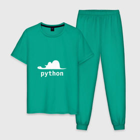 Мужская пижама хлопок с принтом Питон - язык программирования в Тюмени, 100% хлопок | брюки и футболка прямого кроя, без карманов, на брюках мягкая резинка на поясе и по низу штанин
 | Тематика изображения на принте: php | python | питон | программирование | слон
