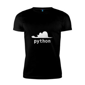 Мужская футболка премиум с принтом Питон - язык программирования в Тюмени, 92% хлопок, 8% лайкра | приталенный силуэт, круглый вырез ворота, длина до линии бедра, короткий рукав | php | python | питон | программирование | слон