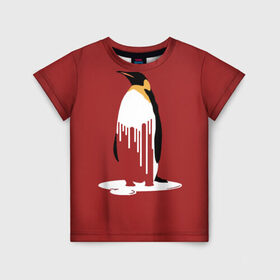 Детская футболка 3D с принтом Глобальное Потепление 2 в Тюмени, 100% гипоаллергенный полиэфир | прямой крой, круглый вырез горловины, длина до линии бедер, чуть спущенное плечо, ткань немного тянется | Тематика изображения на принте: животные | климат | пингвины | экология