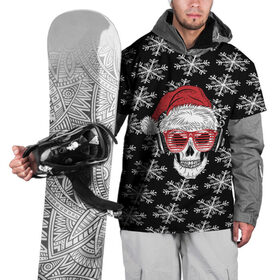 Накидка на куртку 3D с принтом Santa Skull хипстер в Тюмени, 100% полиэстер |  | Тематика изображения на принте: дед мороз | новогодний | паттерн | санта | снег | снежинки