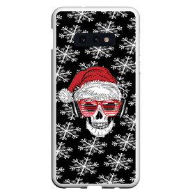 Чехол для Samsung S10E с принтом Santa Skull хипстер в Тюмени, Силикон | Область печати: задняя сторона чехла, без боковых панелей | Тематика изображения на принте: дед мороз | новогодний | паттерн | санта | снег | снежинки