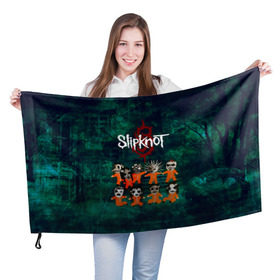 Флаг 3D с принтом Группа Slipknot в Тюмени, 100% полиэстер | плотность ткани — 95 г/м2, размер — 67 х 109 см. Принт наносится с одной стороны | slipknot | альтернативный метал | грув метал | комбинезон | маска | метал | мрачный | ню метал | рок