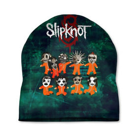 Шапка 3D с принтом Группа Slipknot в Тюмени, 100% полиэстер | универсальный размер, печать по всей поверхности изделия | slipknot | альтернативный метал | грув метал | комбинезон | маска | метал | мрачный | ню метал | рок