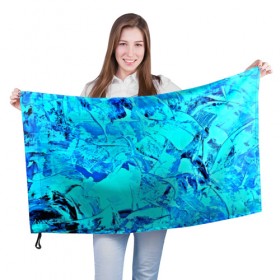Флаг 3D с принтом Голубые краски в Тюмени, 100% полиэстер | плотность ткани — 95 г/м2, размер — 67 х 109 см. Принт наносится с одной стороны | watercolor | абстракция красок | акварель | брызги красок | краска | потертость красок