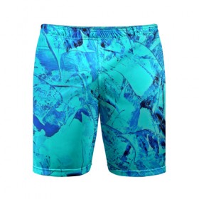 Мужские шорты 3D спортивные с принтом Голубые краски в Тюмени,  |  | watercolor | абстракция красок | акварель | брызги красок | краска | потертость красок