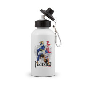 Бутылка спортивная с принтом Дзюдо в Тюмени, металл | емкость — 500 мл, в комплекте две пластиковые крышки и карабин для крепления | judo | борьба | единоборство