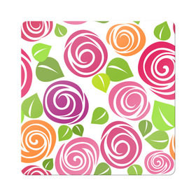 Магнит виниловый Квадрат с принтом Розы Минимализм в Тюмени, полимерный материал с магнитным слоем | размер 9*9 см, закругленные углы | flowers | розовый | розы | цветы