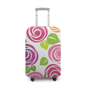 Чехол для чемодана 3D с принтом Розы Минимализм в Тюмени, 86% полиэфир, 14% спандекс | двустороннее нанесение принта, прорези для ручек и колес | flowers | розовый | розы | цветы