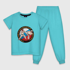 Детская пижама хлопок с принтом армейский рукопашный бой в Тюмени, 100% хлопок |  брюки и футболка прямого кроя, без карманов, на брюках мягкая резинка на поясе и по низу штанин
 | Тематика изображения на принте: арб | защита | нападение