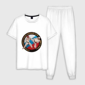 Мужская пижама хлопок с принтом армейский рукопашный бой в Тюмени, 100% хлопок | брюки и футболка прямого кроя, без карманов, на брюках мягкая резинка на поясе и по низу штанин
 | арб | защита | нападение