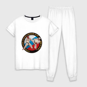 Женская пижама хлопок с принтом армейский рукопашный бой в Тюмени, 100% хлопок | брюки и футболка прямого кроя, без карманов, на брюках мягкая резинка на поясе и по низу штанин | арб | защита | нападение