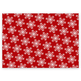 Поздравительная открытка с принтом Новогодние Снежинки в Тюмени, 100% бумага | плотность бумаги 280 г/м2, матовая, на обратной стороне линовка и место для марки
 | дед | дед морозо | клаус | новый год | подарки | санта | санта клаус | снег | снеговик | снежинки | холод