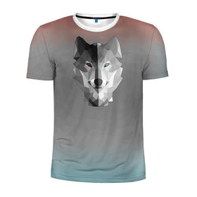 Мужская футболка 3D спортивная с принтом Wolf Geometric в Тюмени, 100% полиэстер с улучшенными характеристиками | приталенный силуэт, круглая горловина, широкие плечи, сужается к линии бедра | Тематика изображения на принте: 