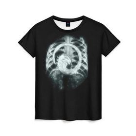 Женская футболка 3D с принтом Привидение в Тюмени, 100% полиэфир ( синтетическое хлопкоподобное полотно) | прямой крой, круглый вырез горловины, длина до линии бедер | alien | halloween | грудолом | кости | ребра | рентген | хеллоуин | хелоуин | хэллоуин | хэлоуин | чужой