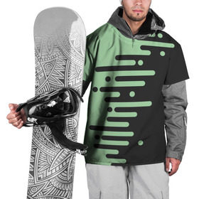 Накидка на куртку 3D с принтом Геометрический Инь Янь в Тюмени, 100% полиэстер |  | геометрия | зеленый | линии | полосы | фисташковый | черный