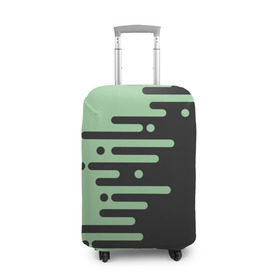 Чехол для чемодана 3D с принтом Геометрический Инь Янь в Тюмени, 86% полиэфир, 14% спандекс | двустороннее нанесение принта, прорези для ручек и колес | геометрия | зеленый | линии | полосы | фисташковый | черный