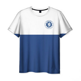 Мужская футболка 3D с принтом Chelsea - Light Blue в Тюмени, 100% полиэфир | прямой крой, круглый вырез горловины, длина до линии бедер | челси