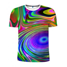 Мужская футболка 3D спортивная с принтом Галлюцинации в Тюмени, 100% полиэстер с улучшенными характеристиками | приталенный силуэт, круглая горловина, широкие плечи, сужается к линии бедра | abstract | colorful | colors | rainbow | tie dye | абстракция | брызги | геометрия | краска | краски | разводы