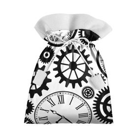 Подарочный 3D мешок с принтом Часы и шестеренки в Тюмени, 100% полиэстер | Размер: 29*39 см | pattern | узор | часы