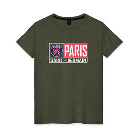 Женская футболка хлопок с принтом Paris Saint-Germain - New collections 2018 в Тюмени, 100% хлопок | прямой крой, круглый вырез горловины, длина до линии бедер, слегка спущенное плечо | Тематика изображения на принте: psg | псж