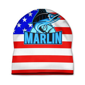 Шапка 3D с принтом Marlin USA в Тюмени, 100% полиэстер | универсальный размер, печать по всей поверхности изделия | Тематика изображения на принте: 