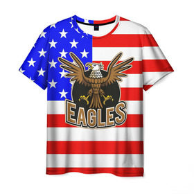 Мужская футболка 3D с принтом Американский орёл в Тюмени, 100% полиэфир | прямой крой, круглый вырез горловины, длина до линии бедер | usa | америка | американец | орел | символика америки | сша