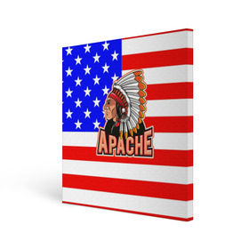 Холст квадратный с принтом Apache в Тюмени, 100% ПВХ |  | apache | usa | америка | американец | индейцы | символика америки | сша