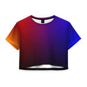 Женская футболка 3D укороченная с принтом Градиент 3 в Тюмени, 100% полиэстер | круглая горловина, длина футболки до линии талии, рукава с отворотами | градиент | красный | синий | текстура | цвет