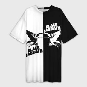 Платье-футболка 3D с принтом Black Sabbath в Тюмени,  |  | Тематика изображения на принте: black sabbath | ангел | белое | билл уорд | гизер батлер | группа | демон | инь и янь | крылья | метал | музыка | надпись | оззи | осборн | песни | рок | тони айомми | хард рок | хеви метал | черное