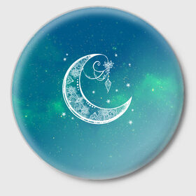 Значок с принтом Луна в Тюмени,  металл | круглая форма, металлическая застежка в виде булавки | звезды | космос | луна | ночь