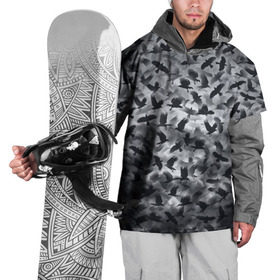 Накидка на куртку 3D с принтом Вороны в Тюмени, 100% полиэстер |  | ворон | ворона | воронье | небо | паттрен | птицы | серый | стая | текстура | хеллоуин