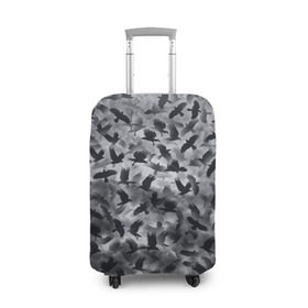 Чехол для чемодана 3D с принтом Вороны в Тюмени, 86% полиэфир, 14% спандекс | двустороннее нанесение принта, прорези для ручек и колес | ворон | ворона | воронье | небо | паттрен | птицы | серый | стая | текстура | хеллоуин