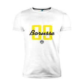 Мужская футболка премиум с принтом Borussia Dortmund - Borusse 09 (New 2018 Design) в Тюмени, 92% хлопок, 8% лайкра | приталенный силуэт, круглый вырез ворота, длина до линии бедра, короткий рукав | Тематика изображения на принте: боруссия дортмунд