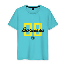 Мужская футболка хлопок с принтом Borussia Dortmund - Borusse 09 (New 2018 Design) в Тюмени, 100% хлопок | прямой крой, круглый вырез горловины, длина до линии бедер, слегка спущенное плечо. | Тематика изображения на принте: боруссия дортмунд