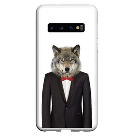 Чехол для Samsung Galaxy S10 с принтом Волк в Тюмени, Силикон | Область печати: задняя сторона чехла, без боковых панелей | бабочка | волк | животные | костюм | природа | смокинг | собака