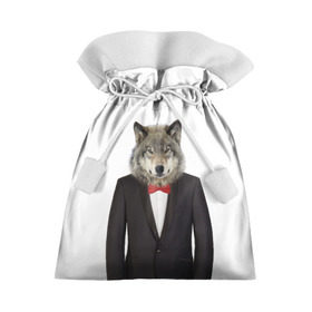Подарочный 3D мешок с принтом Волк в Тюмени, 100% полиэстер | Размер: 29*39 см | бабочка | волк | животные | костюм | природа | смокинг | собака