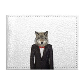 Обложка для студенческого билета с принтом Волк в Тюмени, натуральная кожа | Размер: 11*8 см; Печать на всей внешней стороне | бабочка | волк | животные | костюм | природа | смокинг | собака