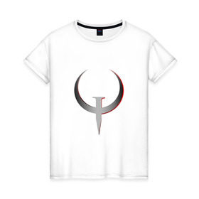 Женская футболка хлопок с принтом Quake Champions - Logo в Тюмени, 100% хлопок | прямой крой, круглый вырез горловины, длина до линии бедер, слегка спущенное плечо | cq | q1 | q2 | q3 | quake champions | quake live