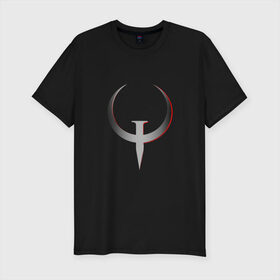Мужская футболка премиум с принтом Quake Champions - Logo в Тюмени, 92% хлопок, 8% лайкра | приталенный силуэт, круглый вырез ворота, длина до линии бедра, короткий рукав | Тематика изображения на принте: cq | q1 | q2 | q3 | quake champions | quake live