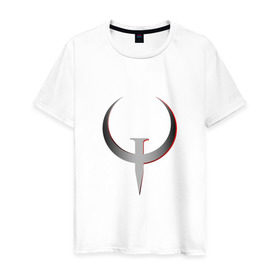 Мужская футболка хлопок с принтом Quake Champions - Logo в Тюмени, 100% хлопок | прямой крой, круглый вырез горловины, длина до линии бедер, слегка спущенное плечо. | cq | q1 | q2 | q3 | quake champions | quake live