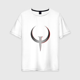 Женская футболка хлопок Oversize с принтом Quake Champions - Logo в Тюмени, 100% хлопок | свободный крой, круглый ворот, спущенный рукав, длина до линии бедер
 | cq | q1 | q2 | q3 | quake champions | quake live