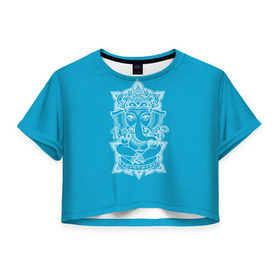 Женская футболка 3D укороченная с принтом India в Тюмени, 100% полиэстер | круглая горловина, длина футболки до линии талии, рукава с отворотами | india | будда | буддизм | индия | символика индии | слон | хинди