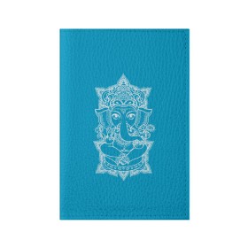 Обложка для паспорта матовая кожа с принтом India в Тюмени, натуральная матовая кожа | размер 19,3 х 13,7 см; прозрачные пластиковые крепления | india | будда | буддизм | индия | символика индии | слон | хинди