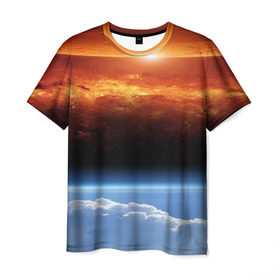 Мужская футболка 3D с принтом Космос в Тюмени, 100% полиэфир | прямой крой, круглый вырез горловины, длина до линии бедер | space | star | вселенная | звезды | земля | космический | космос | планеты | пространство