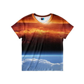 Детская футболка 3D с принтом Космос в Тюмени, 100% гипоаллергенный полиэфир | прямой крой, круглый вырез горловины, длина до линии бедер, чуть спущенное плечо, ткань немного тянется | space | star | вселенная | звезды | земля | космический | космос | планеты | пространство